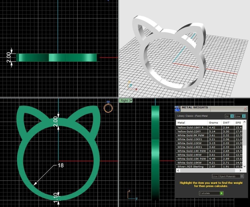 Cat ears ring 3D print model_2