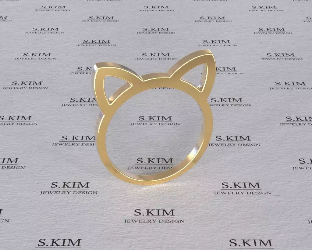 Cat ears ring 3D print model_0