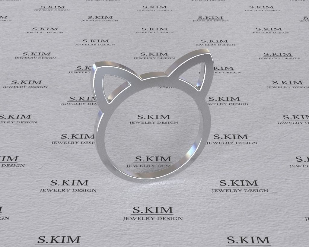 Cat ears ring 3D print model_1