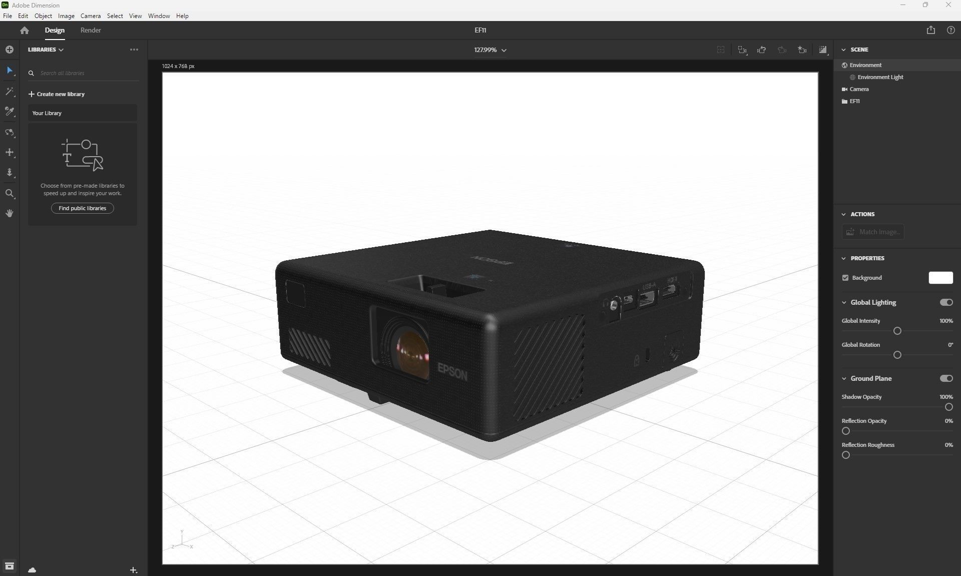 Epson EpiqVision Mini EF-11 Laser Projection TV 3D model_22