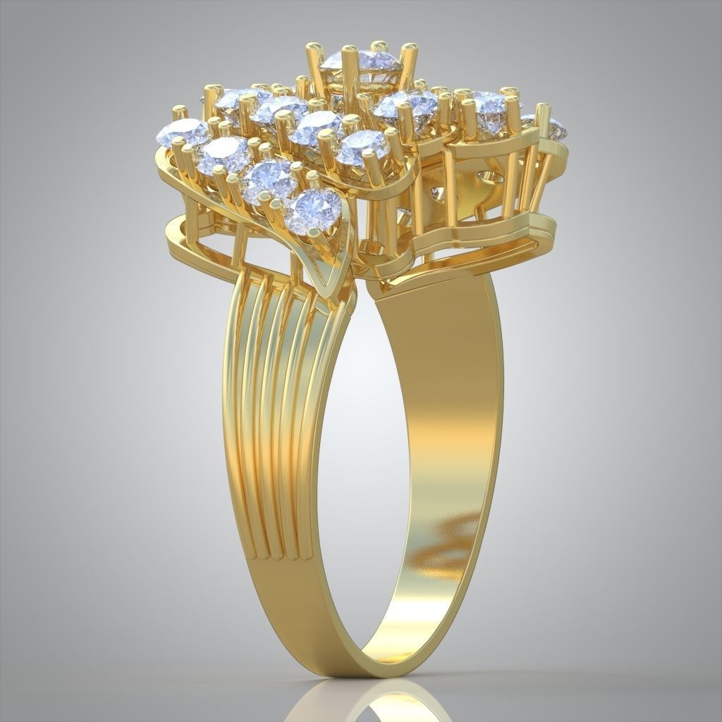 Diamond ring 0552 3D printable model 3D print model_4