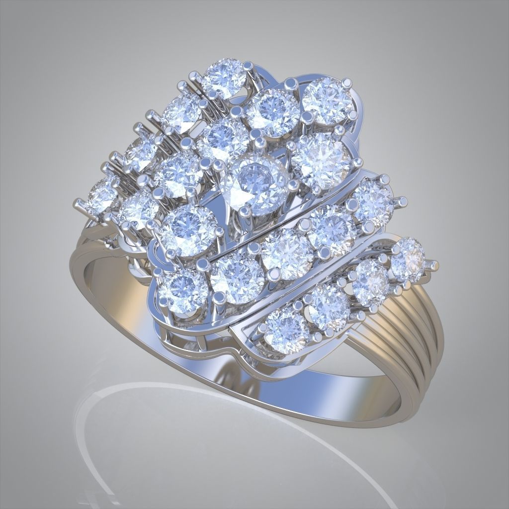 Diamond ring 0552 3D printable model 3D print model_1