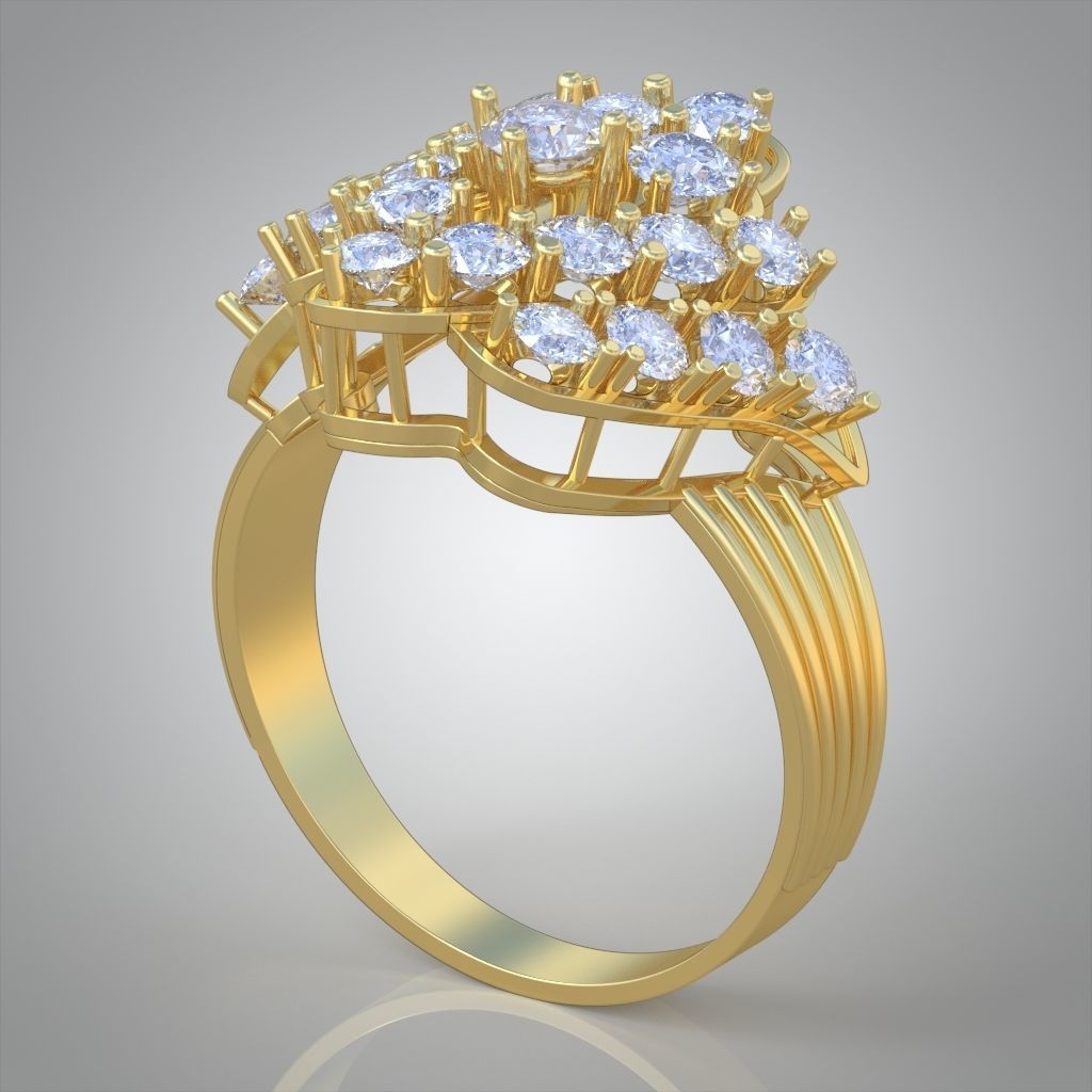 Diamond ring 0552 3D printable model 3D print model_3