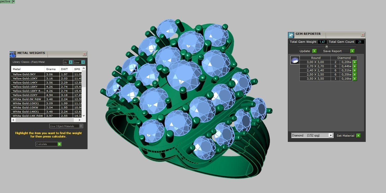 Diamond ring 0552 3D printable model 3D print model_12