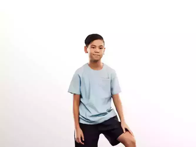 Jordan 12481 - Standing Asian Boy With Soccer Ball