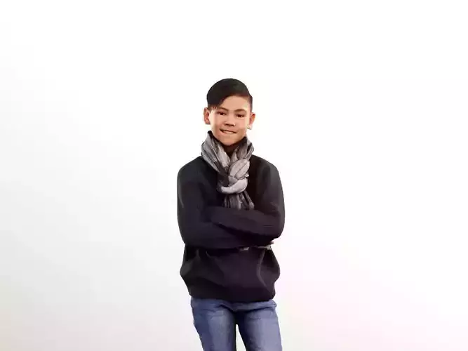 Jordan 12480 - Standing Asian Boy In Winter Outfit