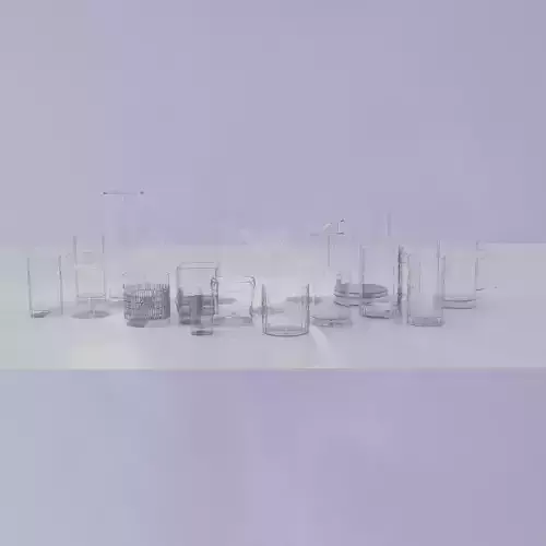 Collection of  19 Glasses Low-poly 3D model