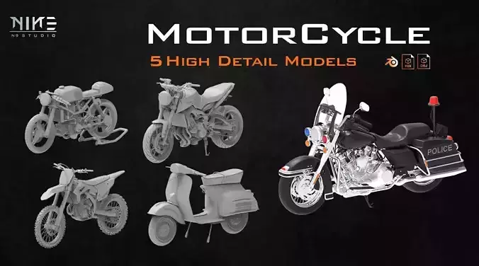 5 Motorcycle 3D model 5 Motorcycle 3D model