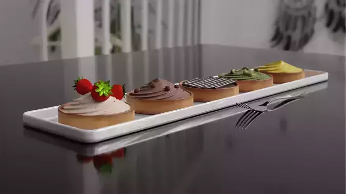 Realisitc mix of pies  cake pastry