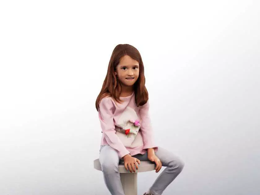 Leonie 12339 - Sitting Young Girl Low-poly 3D model