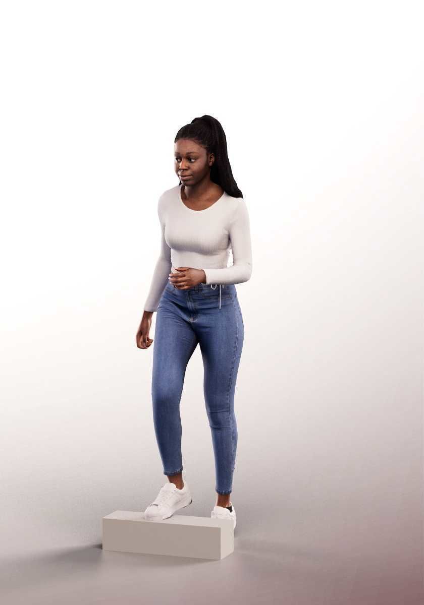 Serina 12277 - Young Black Woman Walking Upstairs Low-poly 3D model_1