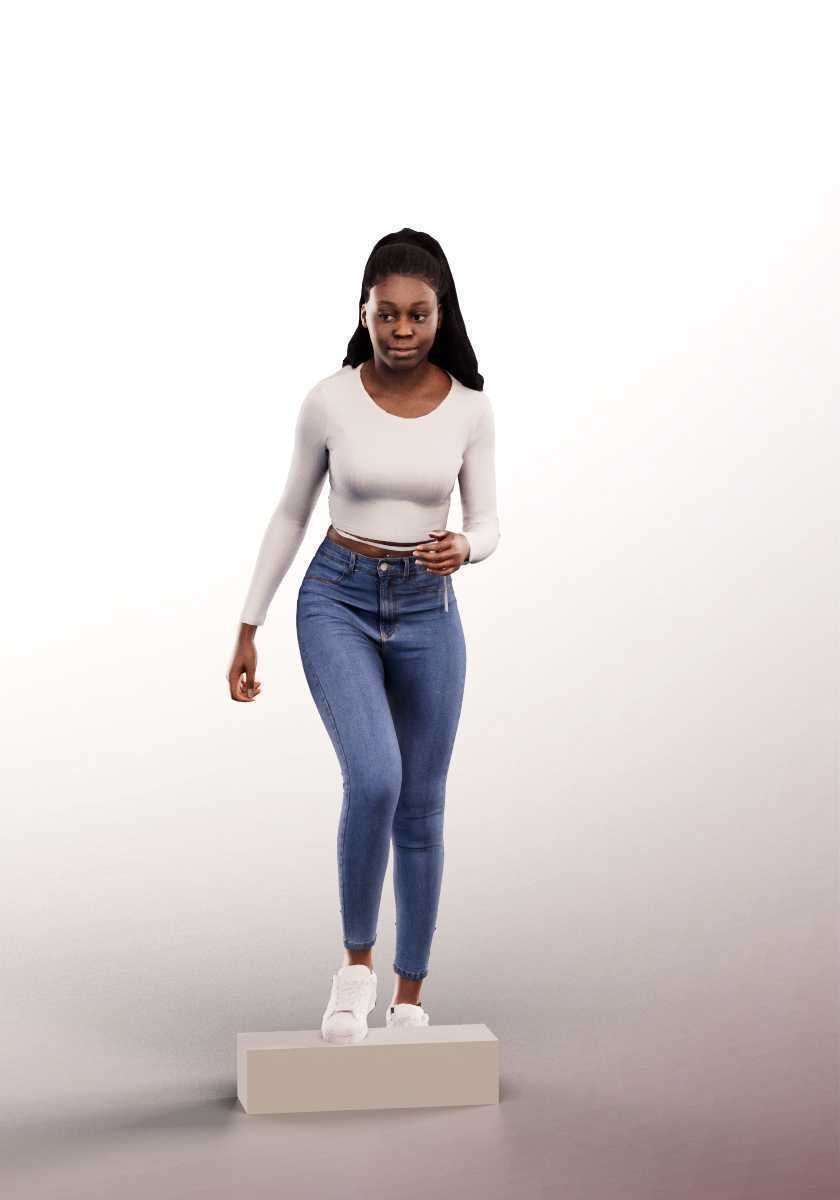 Serina 12277 - Young Black Woman Walking Upstairs Low-poly 3D model_2