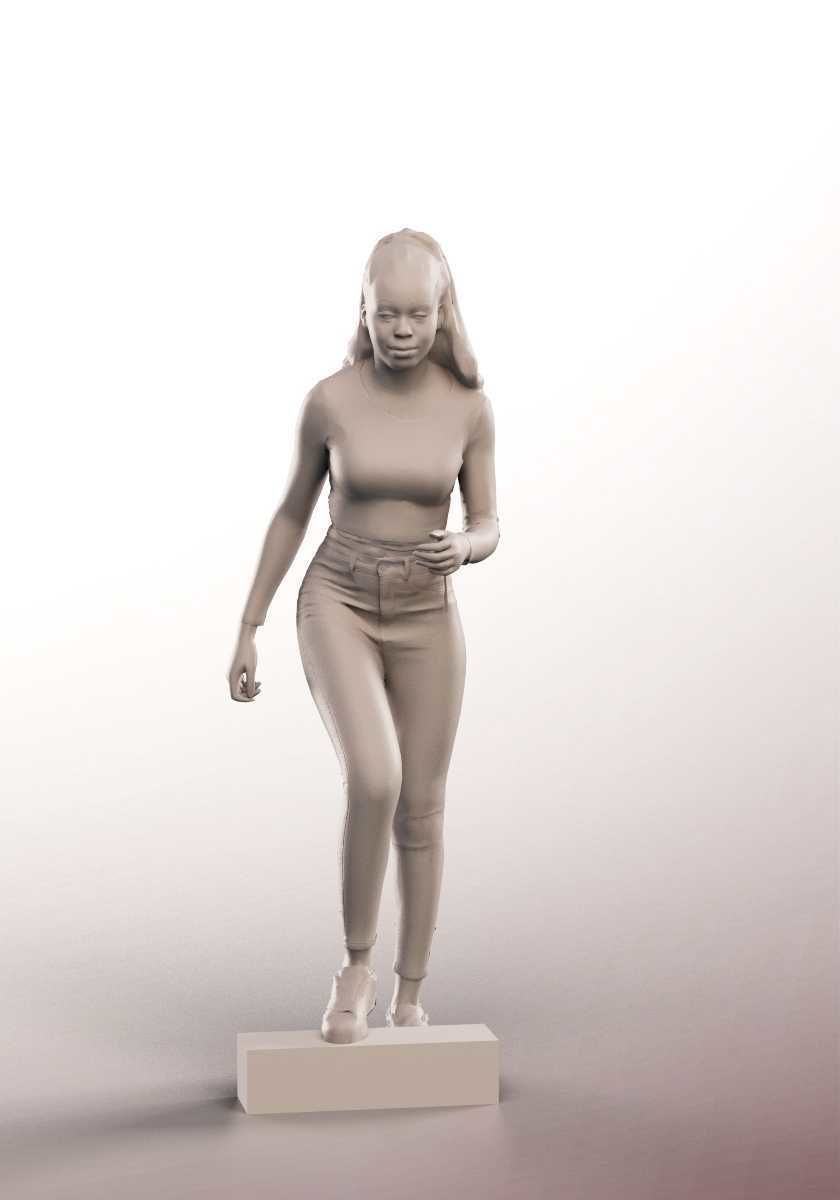 Serina 12277 - Young Black Woman Walking Upstairs Low-poly 3D model_4