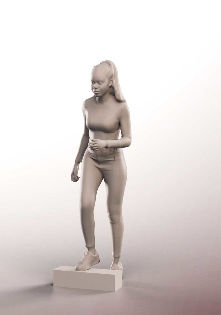 Serina 12277 - Young Black Woman Walking Upstairs Low-poly 3D model_3