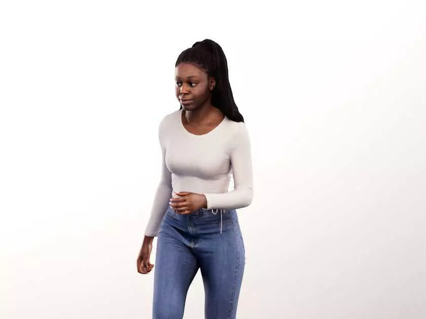 Serina 12277 - Young Black Woman Walking Upstairs Low-poly 3D model_0