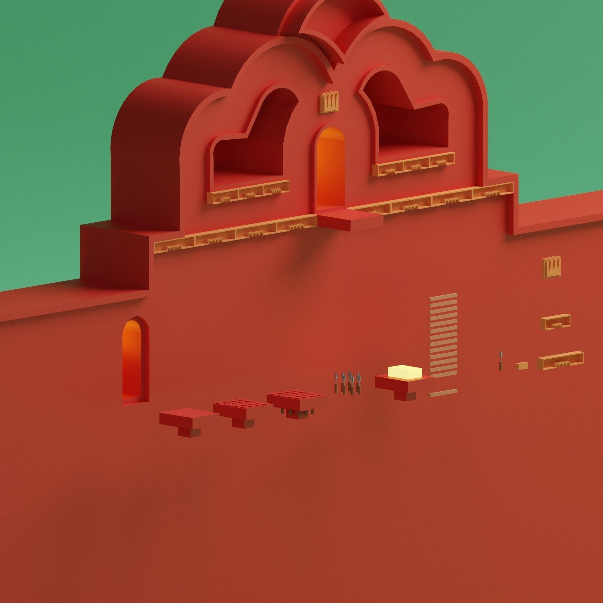 Temple 10 - Red Temple 3D model_1