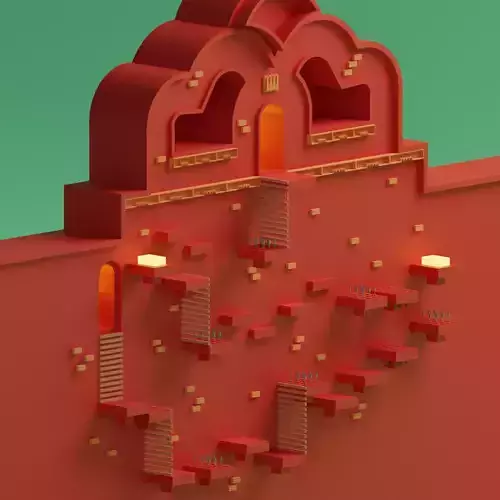 Temple 10 - Red Temple 3D model