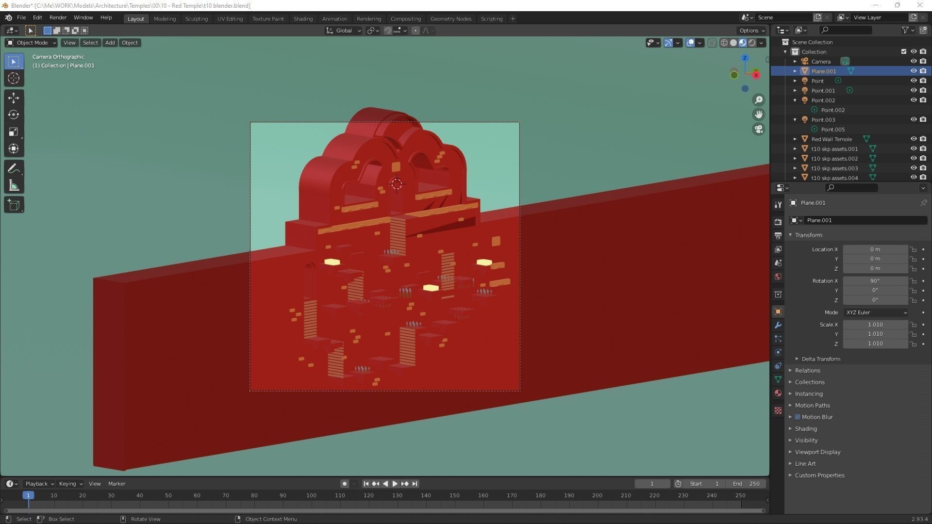 Temple 10 - Red Temple 3D model_2