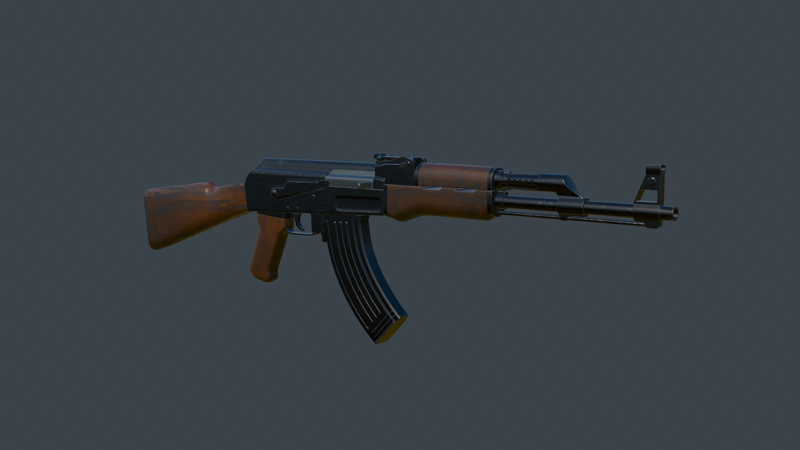 AK-47 Rifle Low-poly 3D model_2