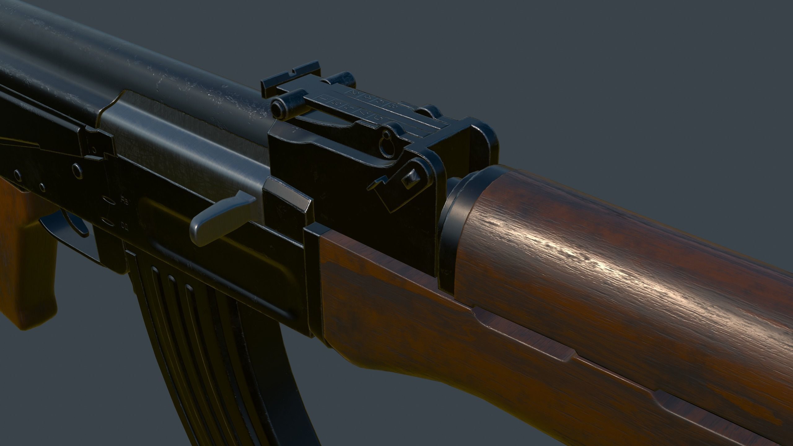 AK-47 Rifle Low-poly 3D model_7