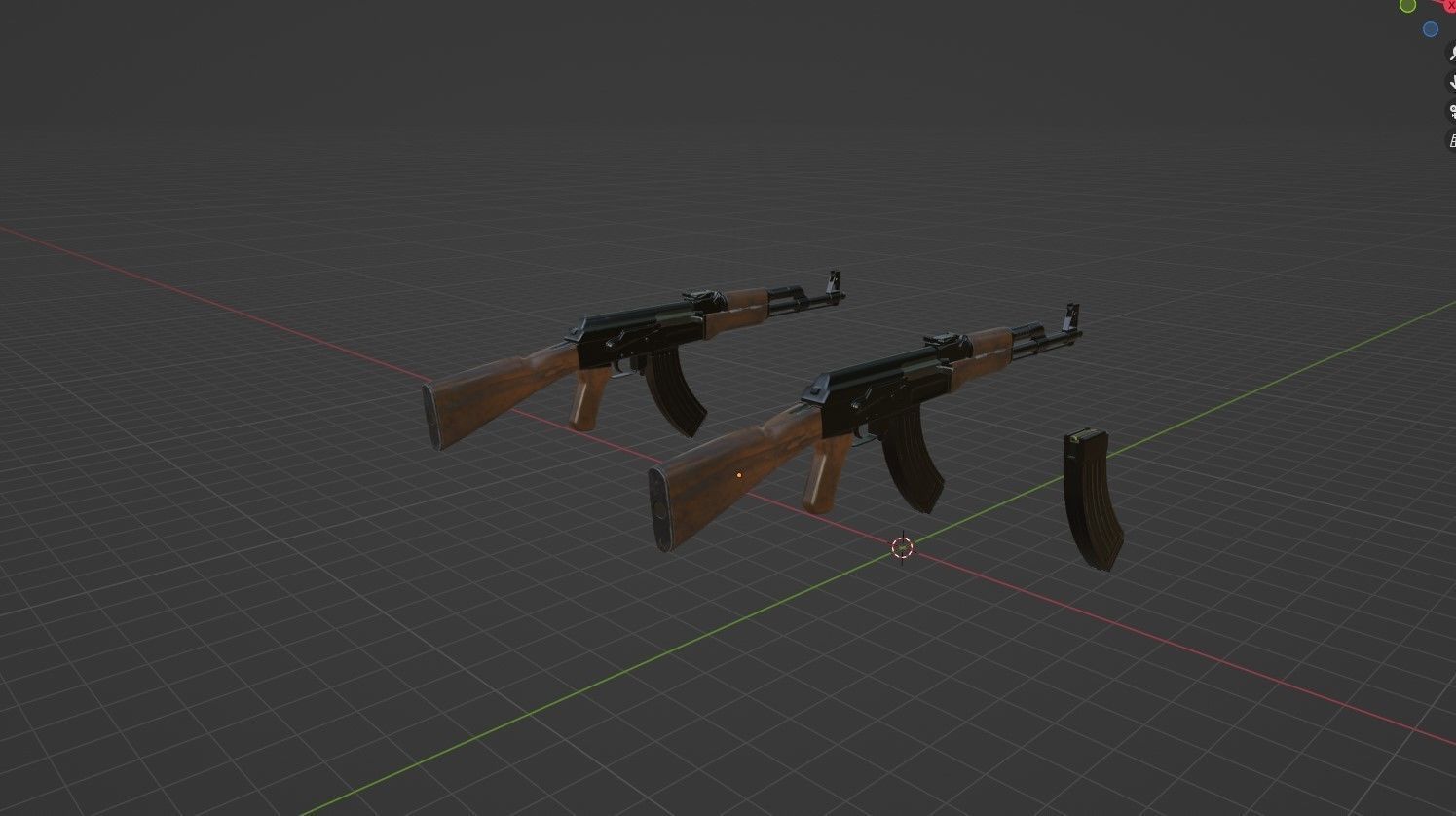 AK-47 Rifle Low-poly 3D model_17