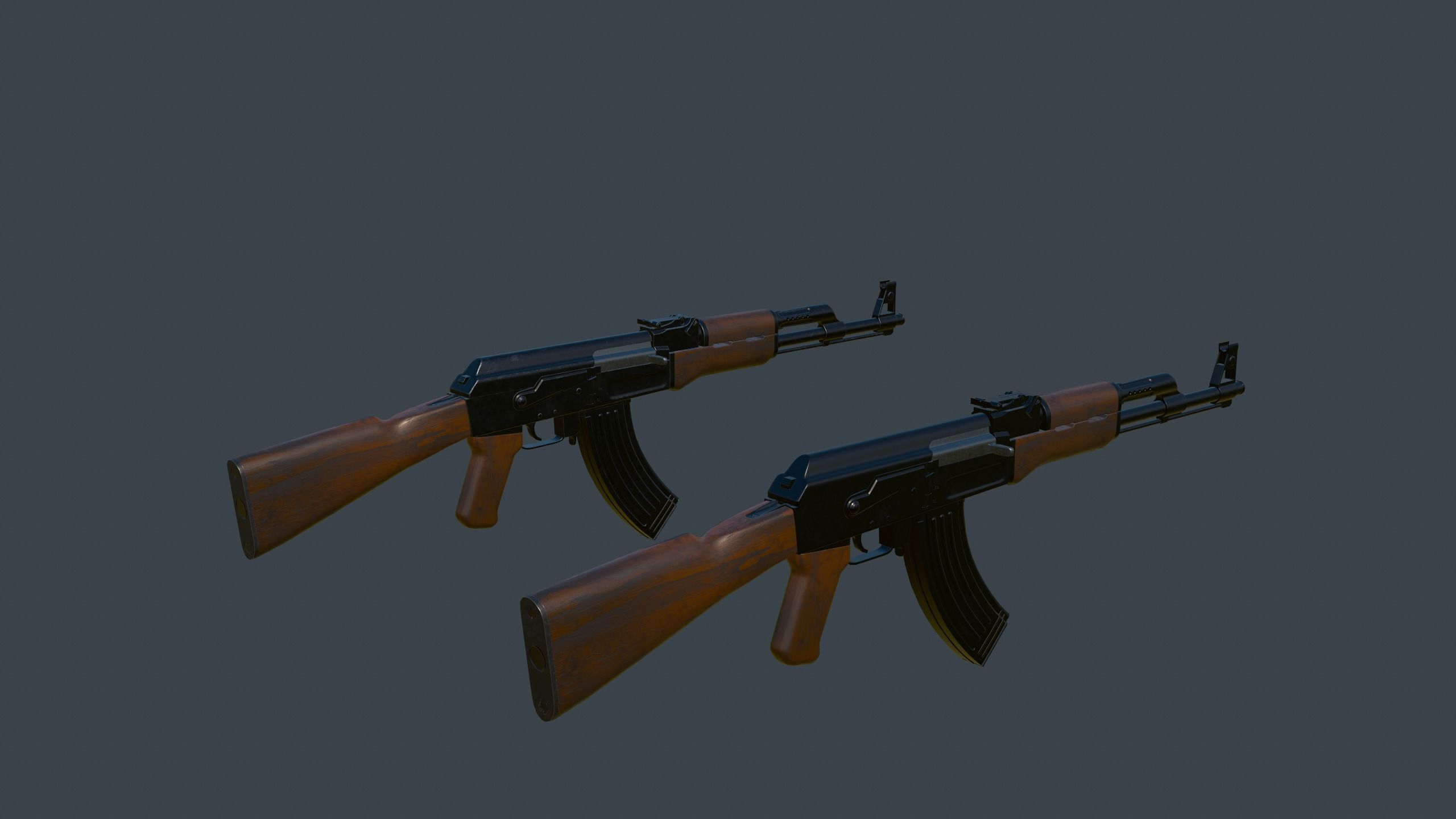 AK-47 Rifle Low-poly 3D model_8