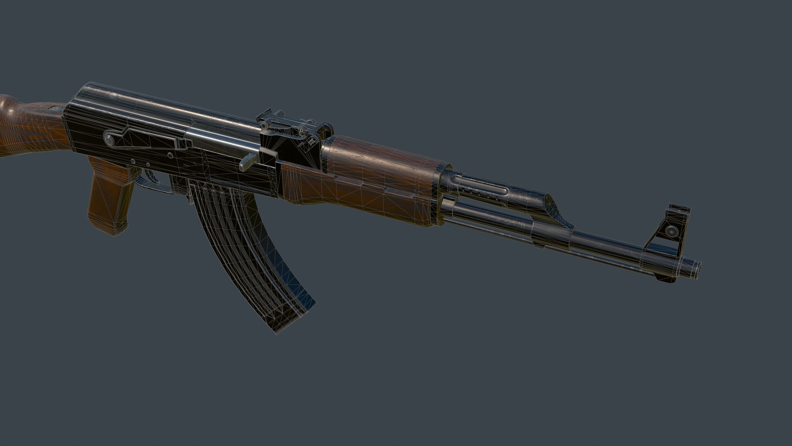 AK-47 Rifle Low-poly 3D model_16