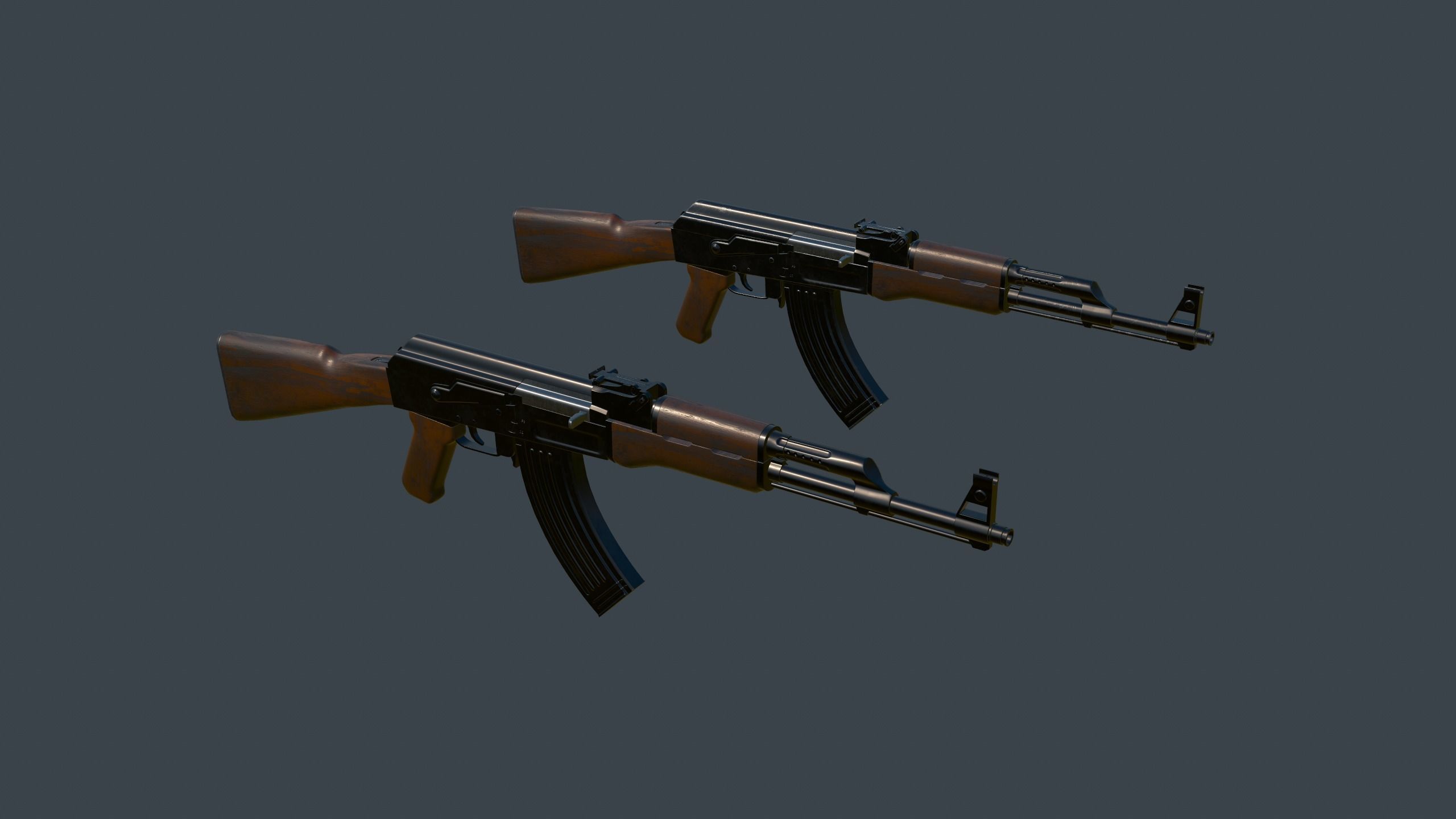 AK-47 Rifle Low-poly 3D model_9