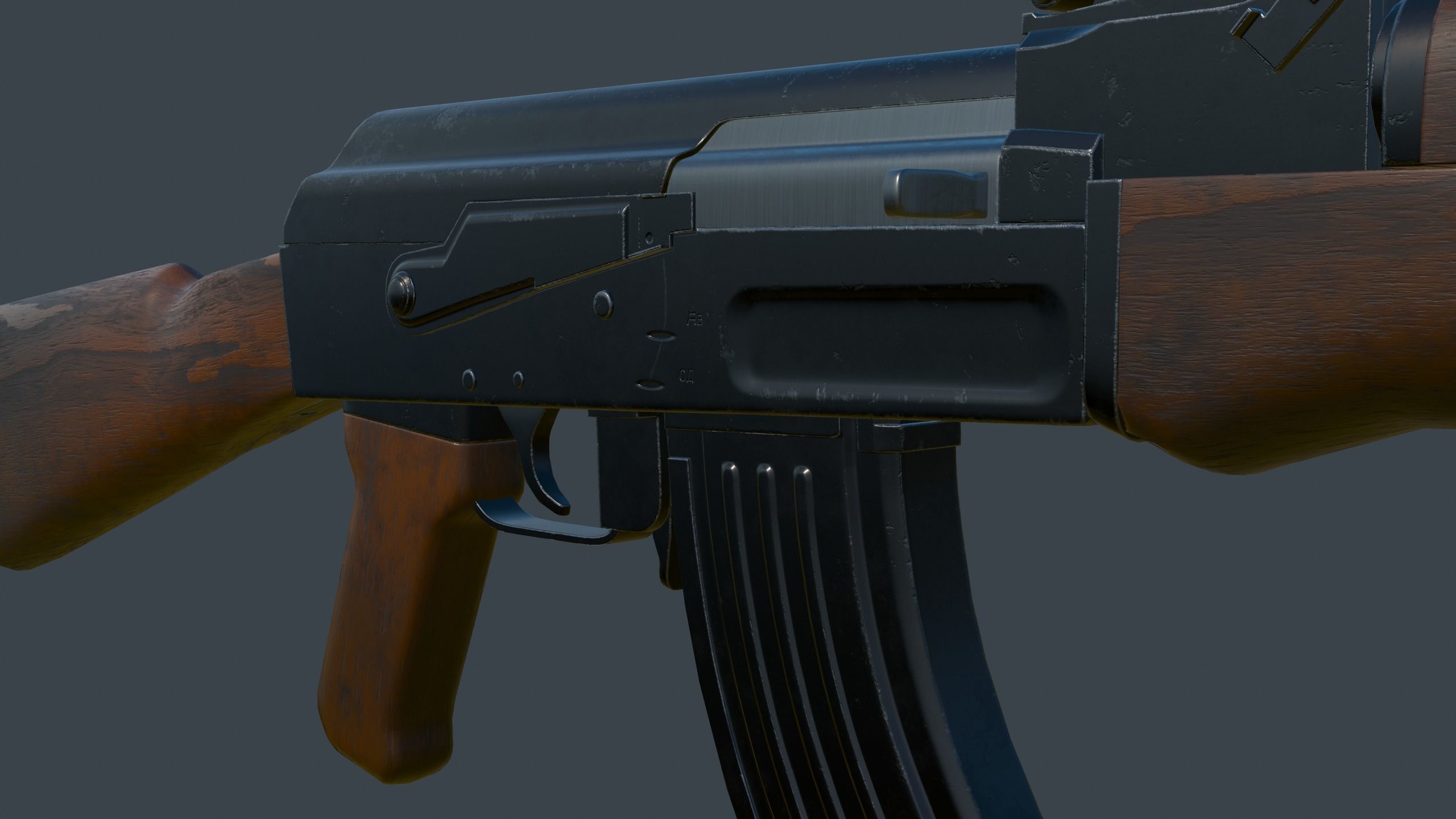 AK-47 Rifle Low-poly 3D model_4