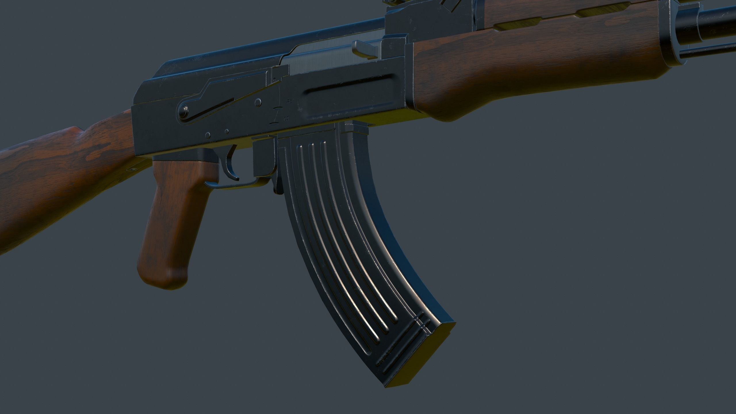 AK-47 Rifle Low-poly 3D model_10