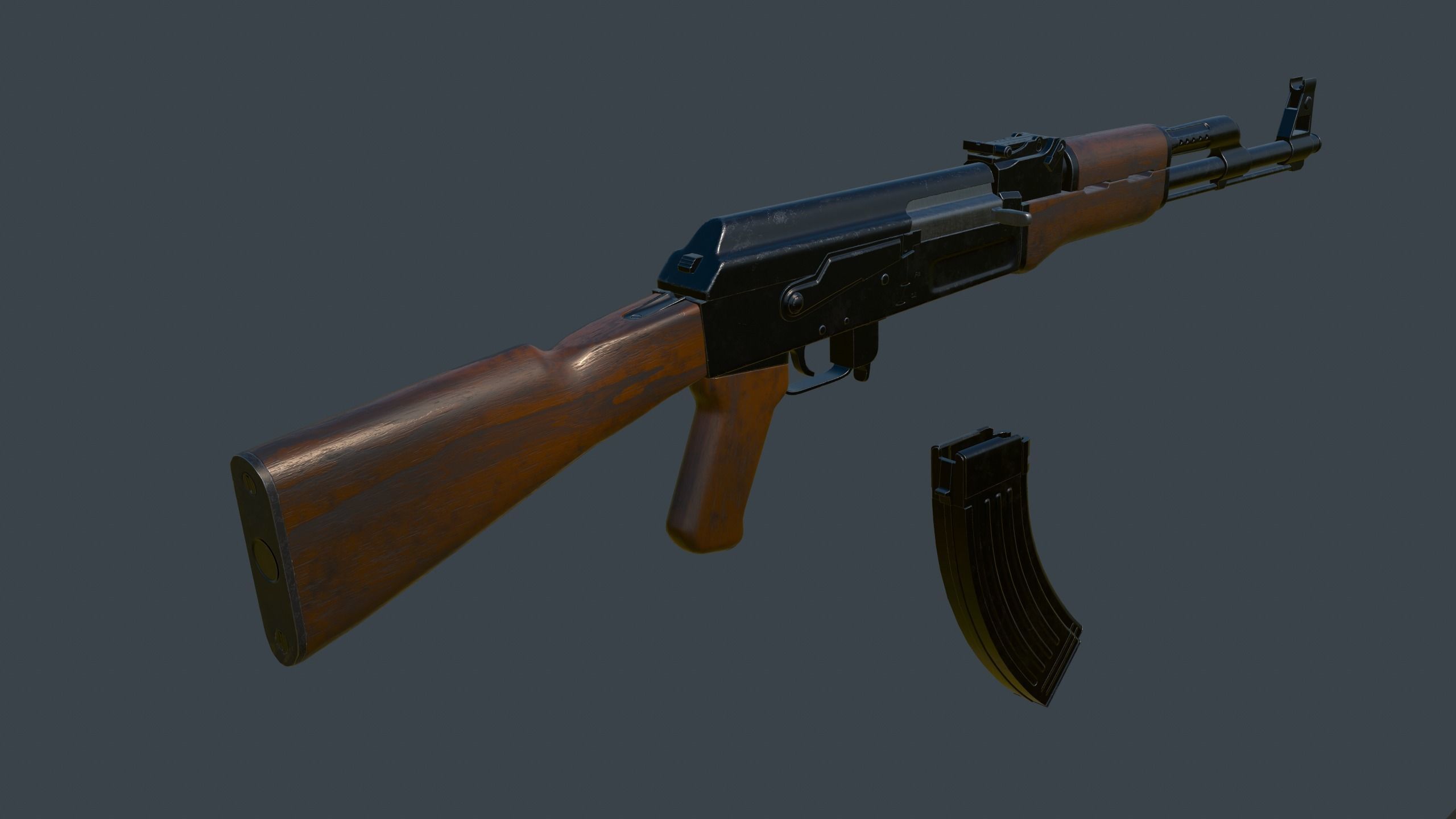 AK-47 Rifle Low-poly 3D model_13