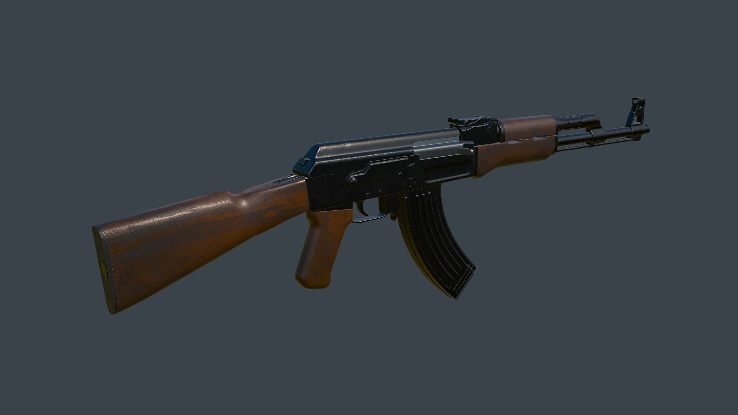 AK-47 Rifle Low-poly 3D model_1