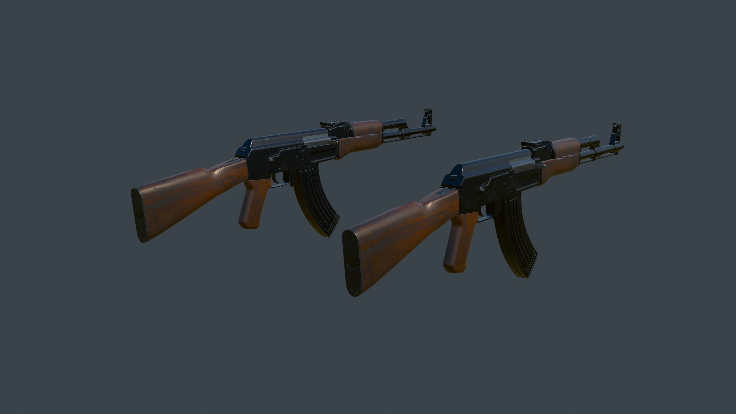 AK-47 Rifle Low-poly 3D model_11