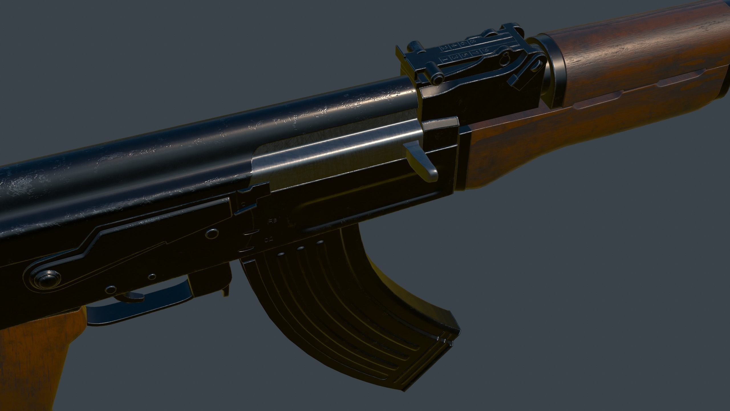 AK-47 Rifle Low-poly 3D model_5