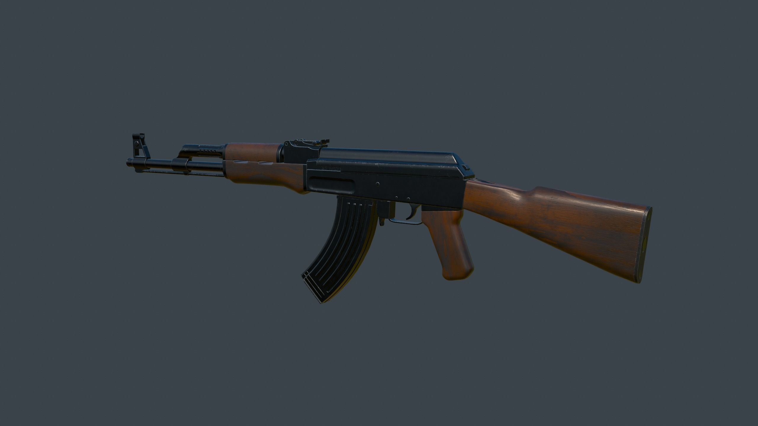 AK-47 Rifle Low-poly 3D model_3