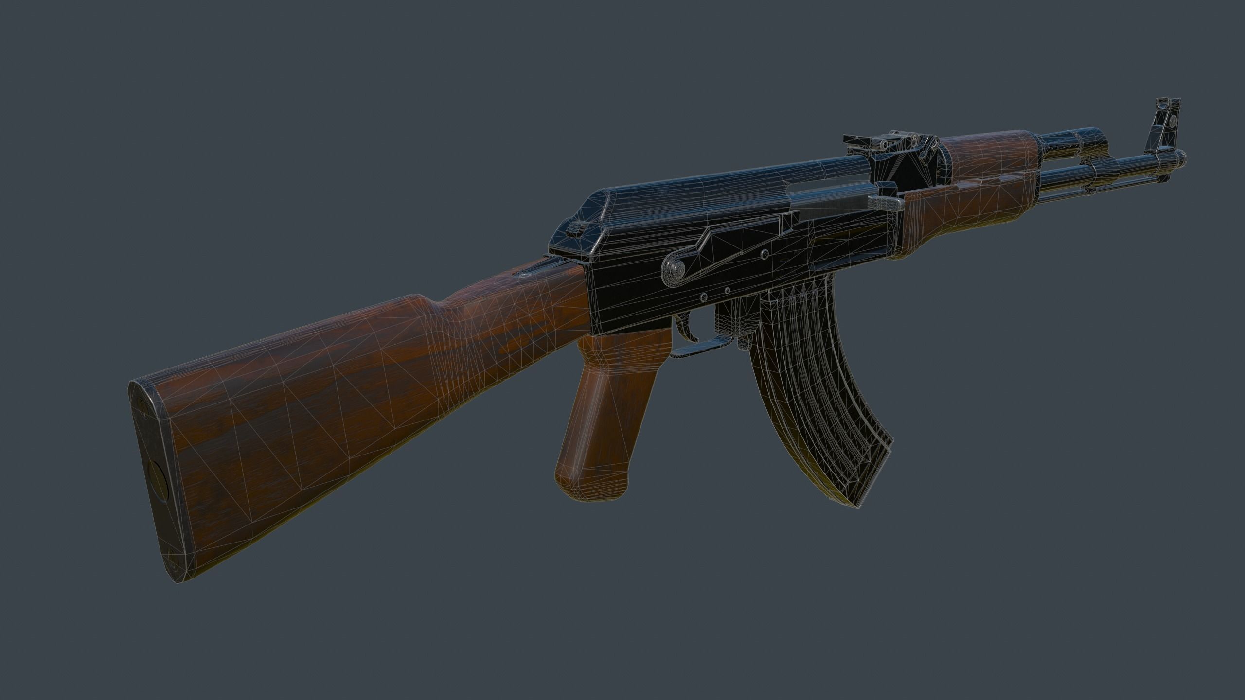 AK-47 Rifle Low-poly 3D model_15