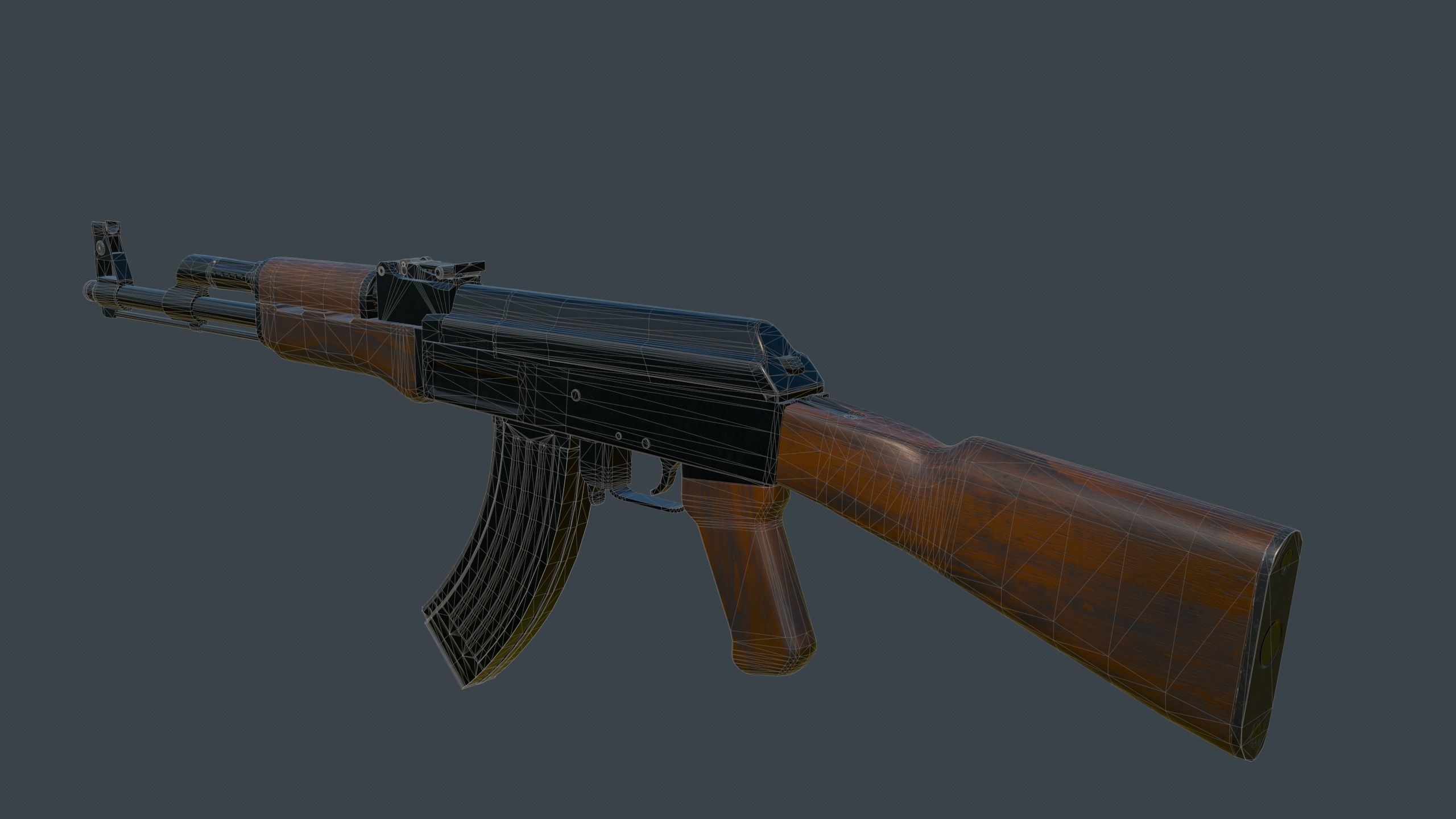 AK-47 Rifle Low-poly 3D model_14
