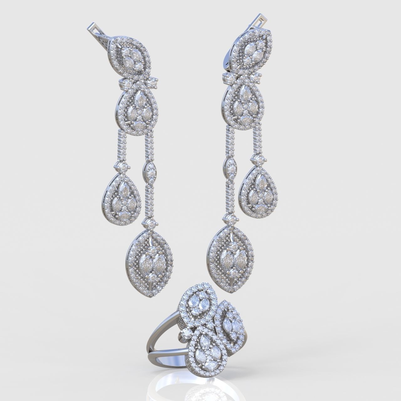 Ring and Earring Set 3D printable model 0127 3D Model Collection_7