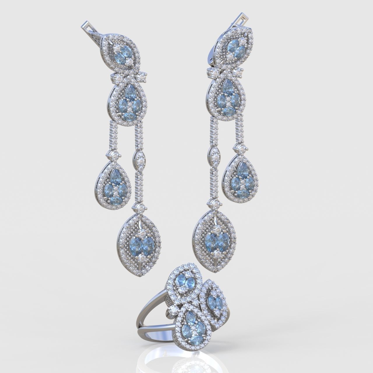 Ring and Earring Set 3D printable model 0127 3D Model Collection_5