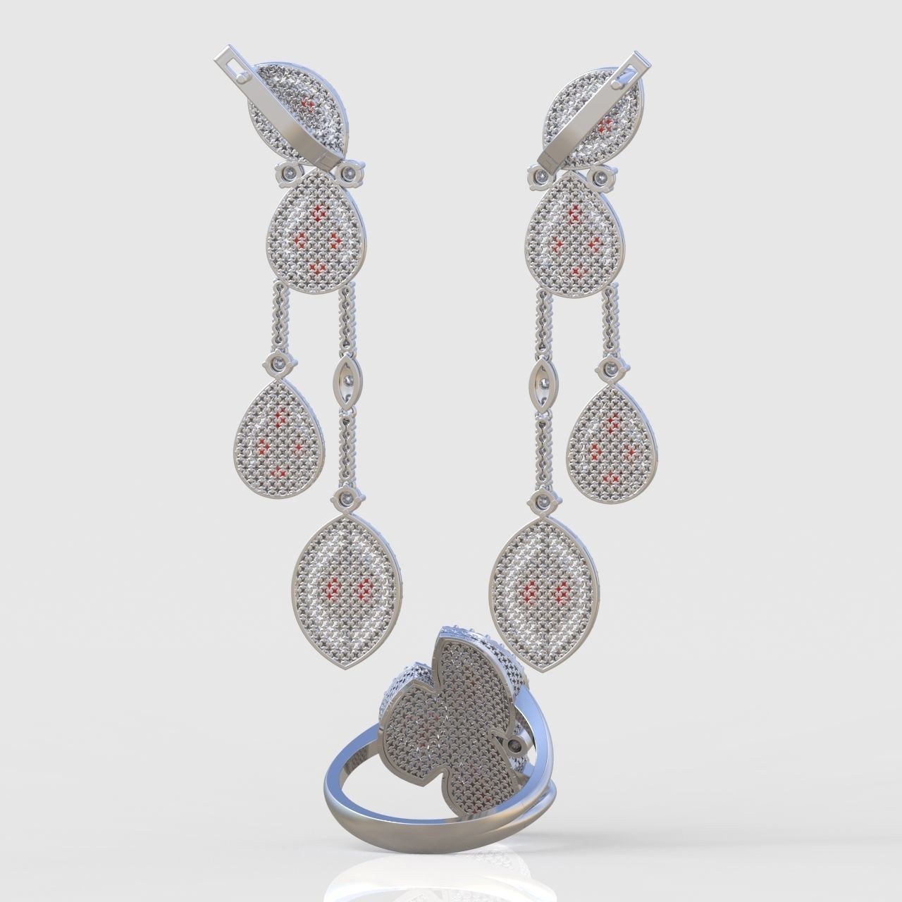 Ring and Earring Set 3D printable model 0127 3D Model Collection_8
