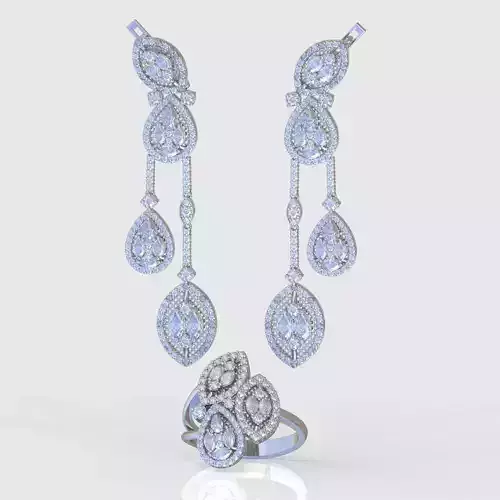 Ring and Earring Set 3D printable model 0127 3D Model Collection