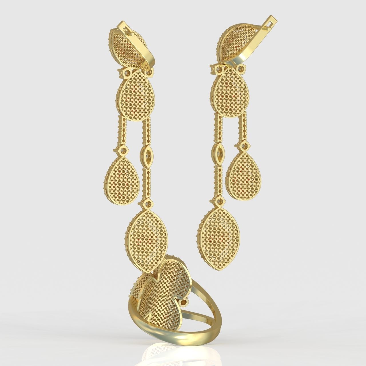 Ring and Earring Set 3D printable model 0127 3D Model Collection_10