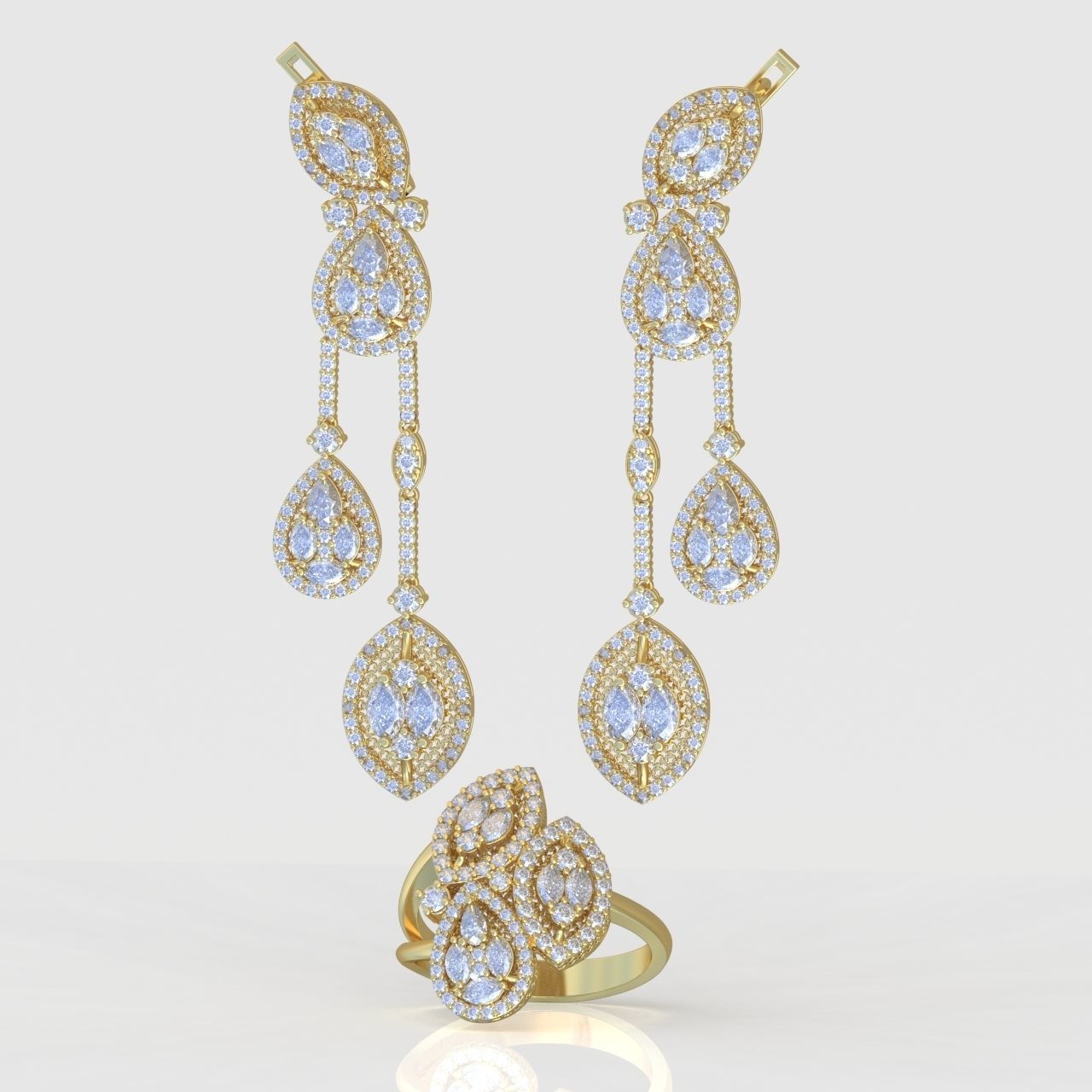 Ring and Earring Set 3D printable model 0127 3D Model Collection_9