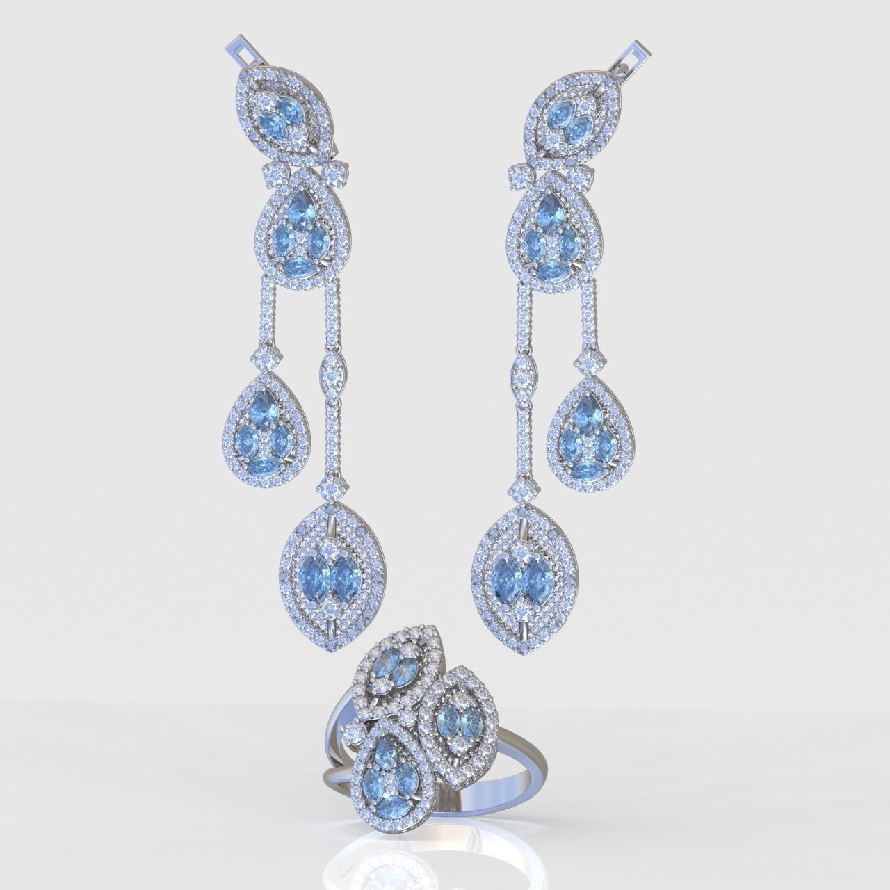 Ring and Earring Set 3D printable model 0127 3D Model Collection_11