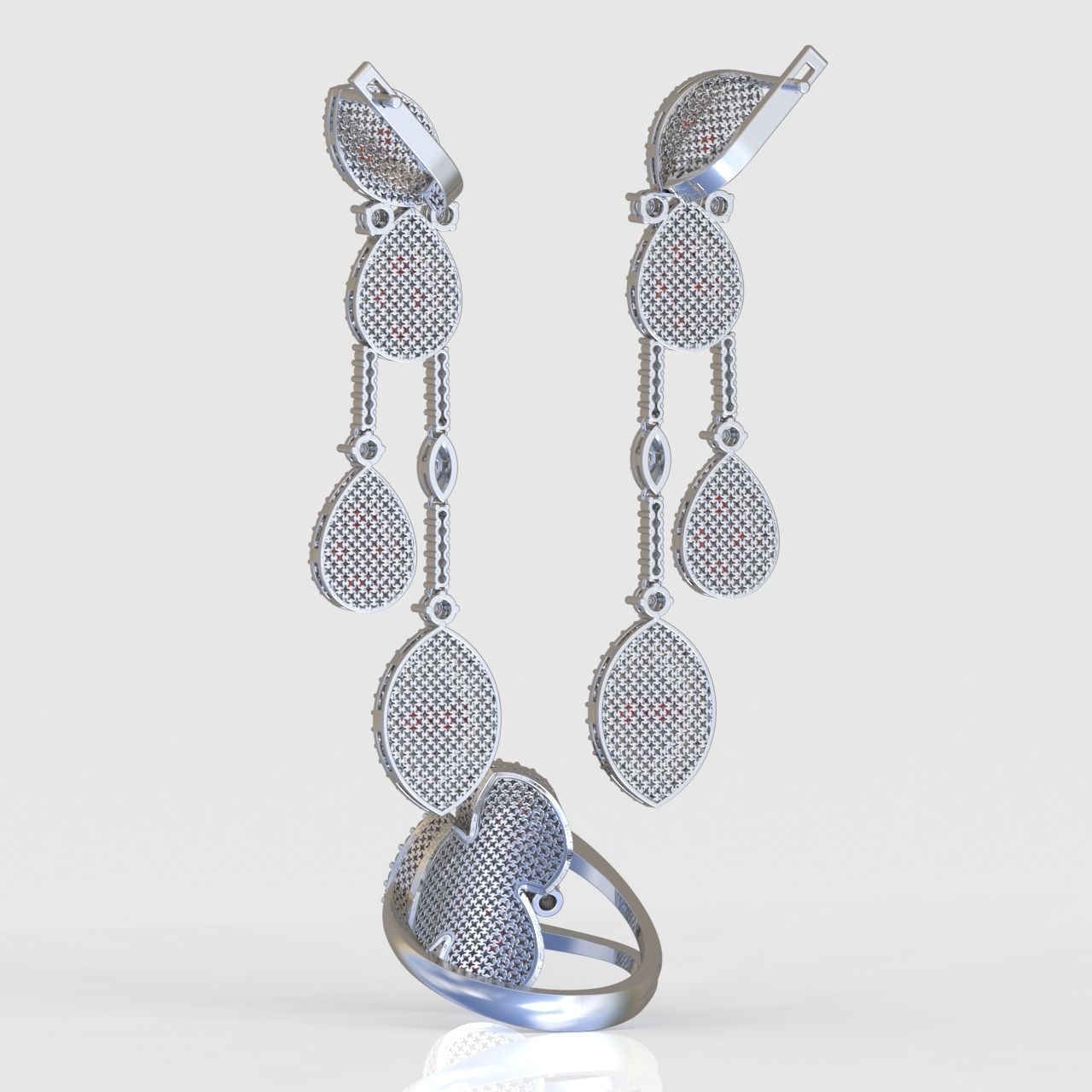 Ring and Earring Set 3D printable model 0127 3D Model Collection_12