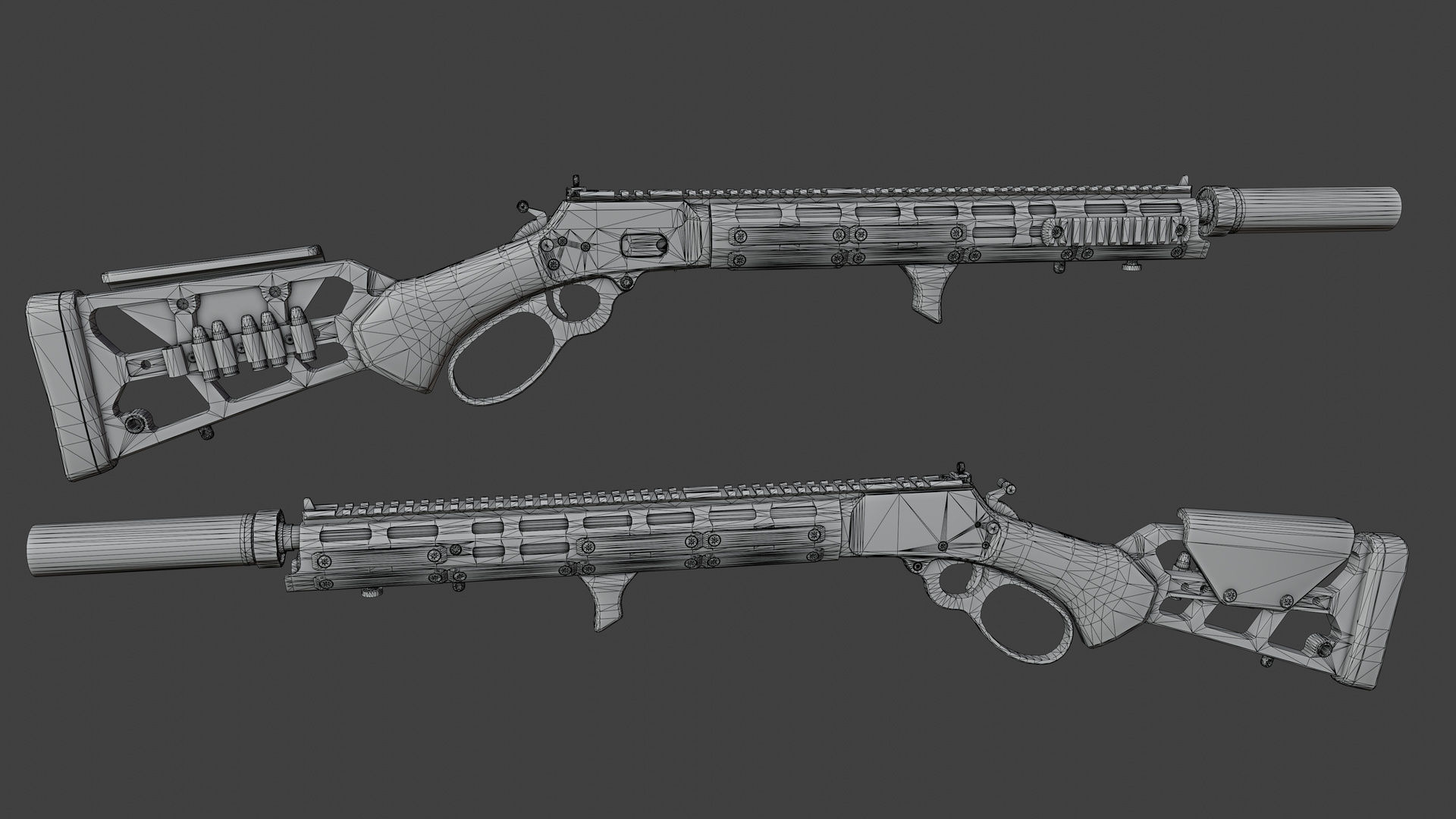 Marlin 1894 Dark Tracker Low-poly 3D model_8
