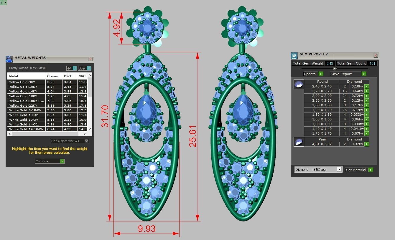 Earring model 0376 3D printable model13 3D print model_12