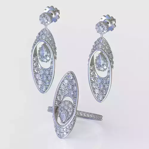 Ring and Earring Set 3D printable model 0128 3D Model Collection