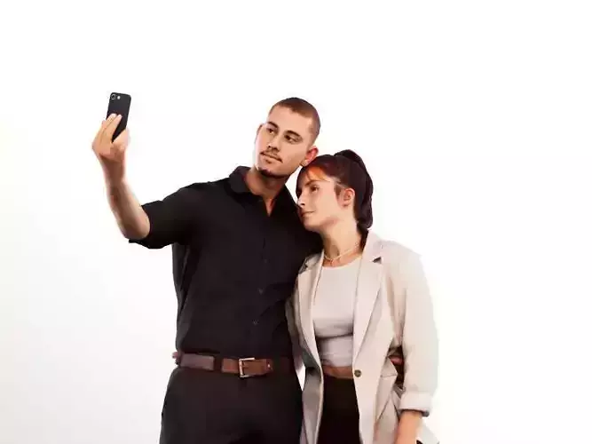 Orhan Jani 12825 - Young Couple Taking Selfie  Low-poly 3D model