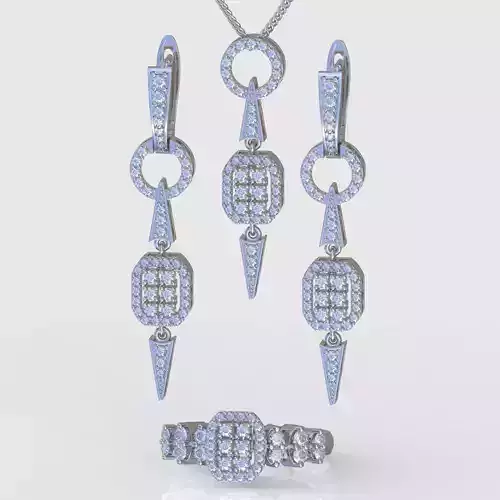 Ring Earring and Pendant Set 3D printable model 0129